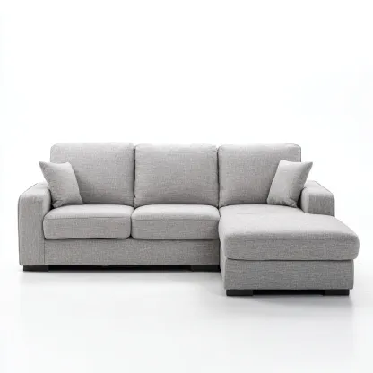 Sofá rinconero - Tela - 260x160x85 cm - Gris claro - Diseño moderno para salón-Nestmyhub