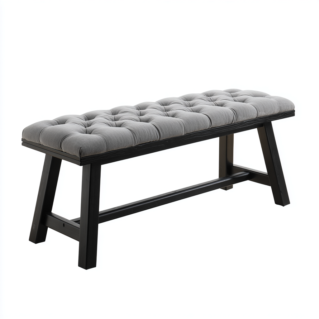 Banco de dormitorio - Tela-Madera - 102x38x48 cm - Gris-Negro - Diseño moderno - Apto para dormitorio-Nestmyhub