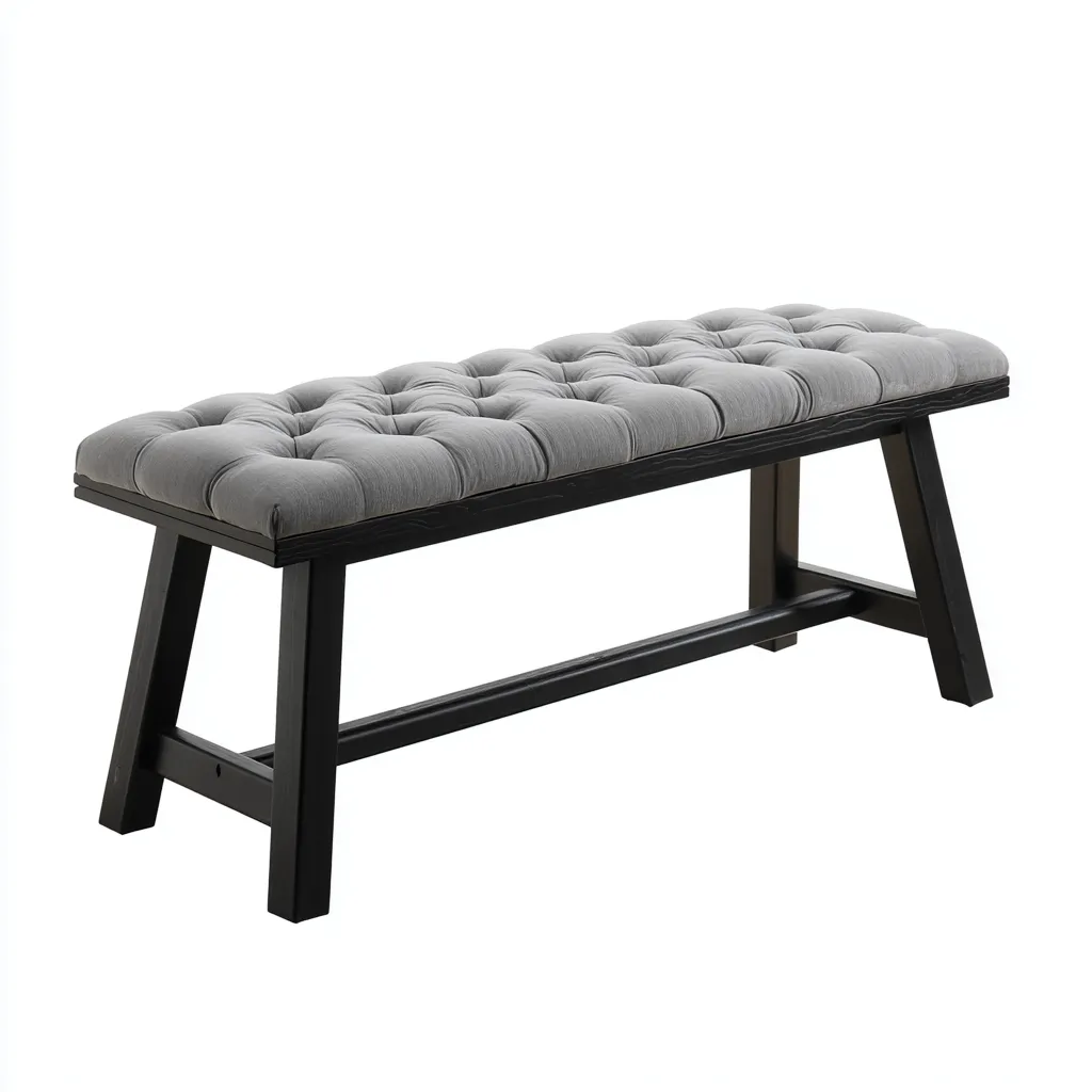Banco de dormitorio - Tela-Madera - 102x38x48 cm - Gris-Negro - Diseño moderno - Apto para dormitorio-Nestmyhub