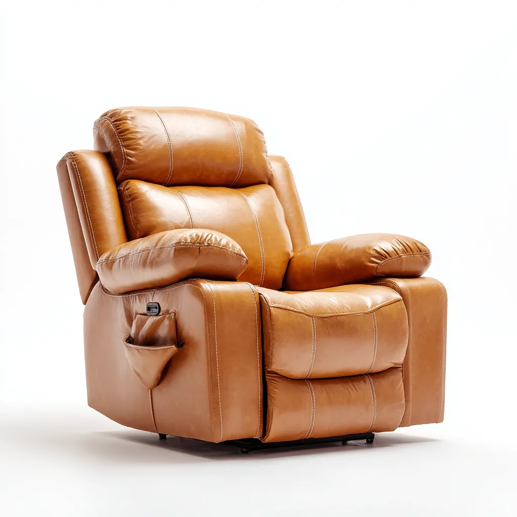 Sillón reclinable piel sintética 98x95x100 cm - marrón claro - estilo moderno - apto para salón-Nestmyhub