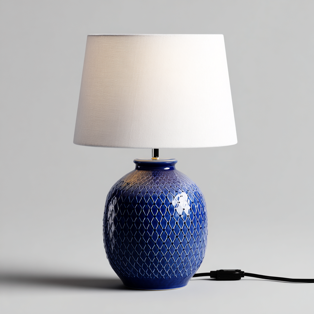 Lámpara de mesa - cerámica - 23x39 cm - azul-blanco - para salón-dormitorio - estilo moderno-Nestmyhub