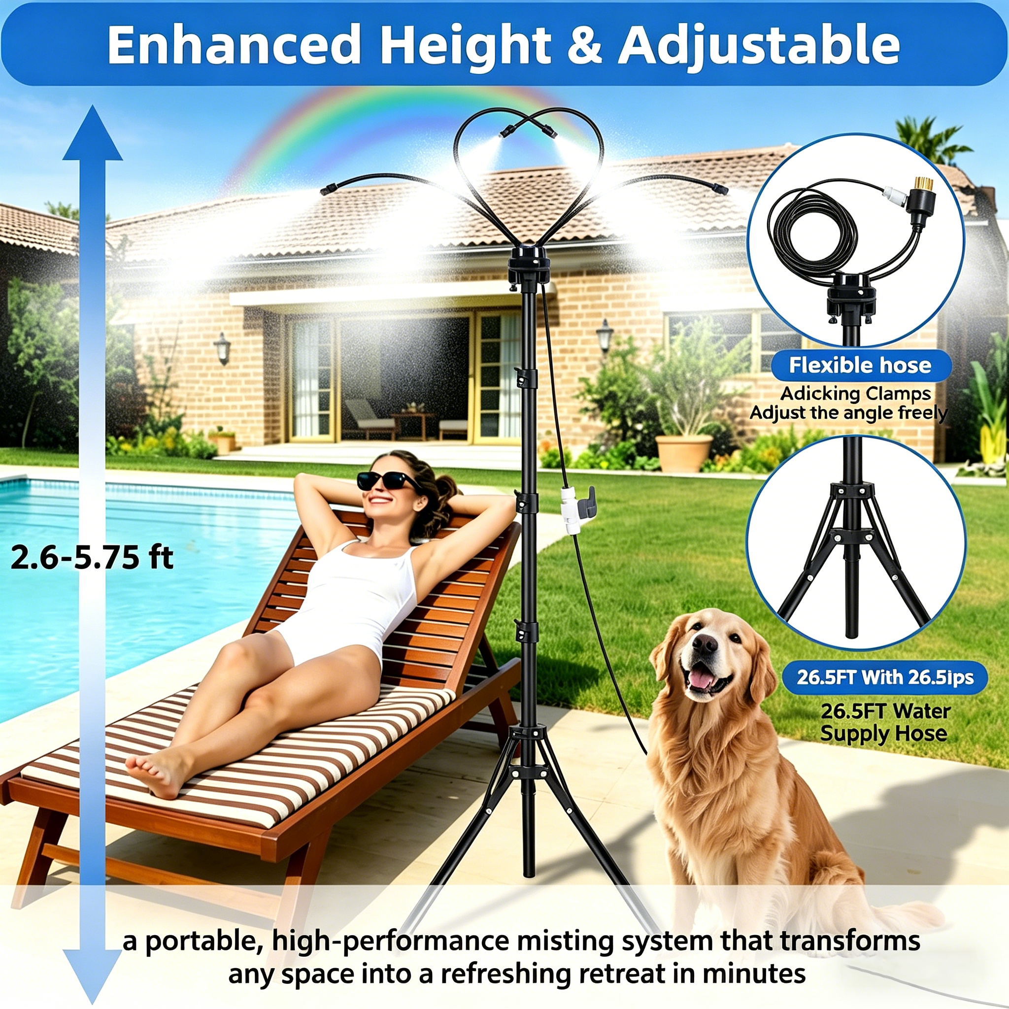 🌡 Portable Misting System – Cool Down 20°F Anytime, Anywhere 💧