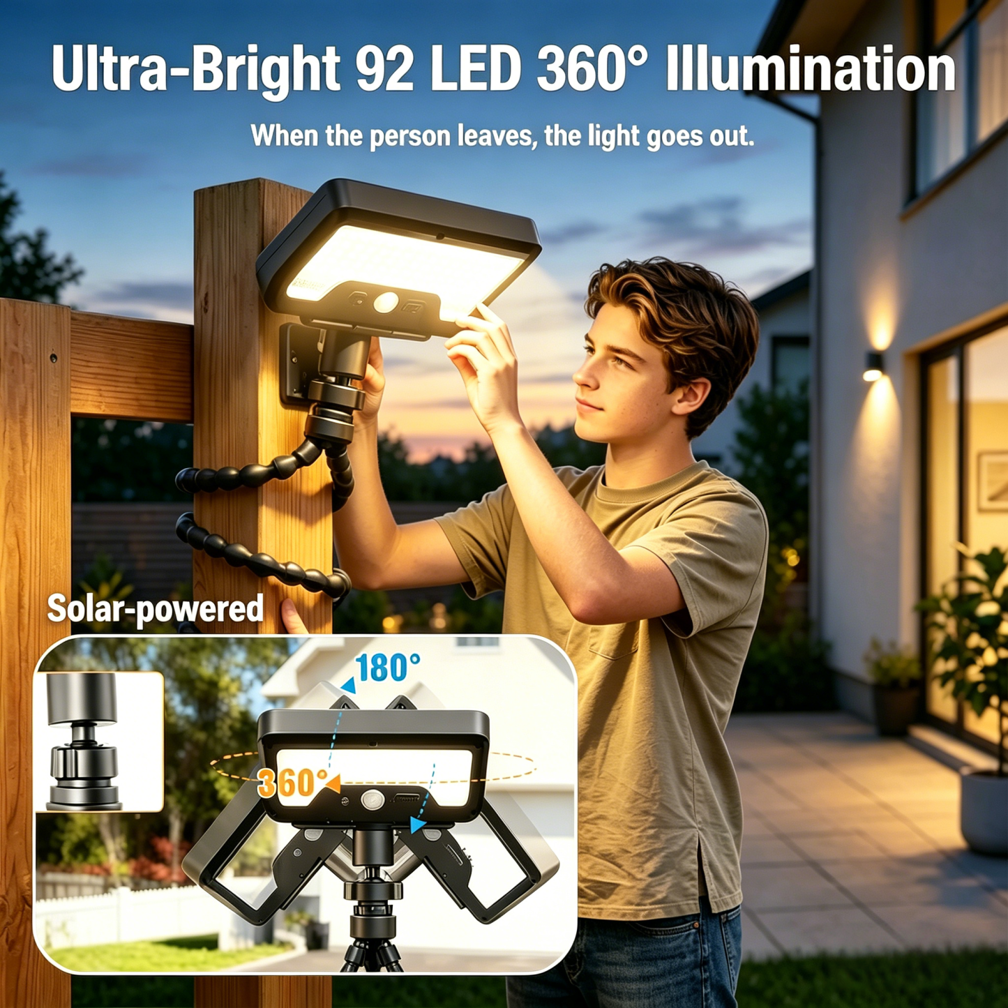 🌞 Outdoor Clip-On Solar Motion Sensor Light
