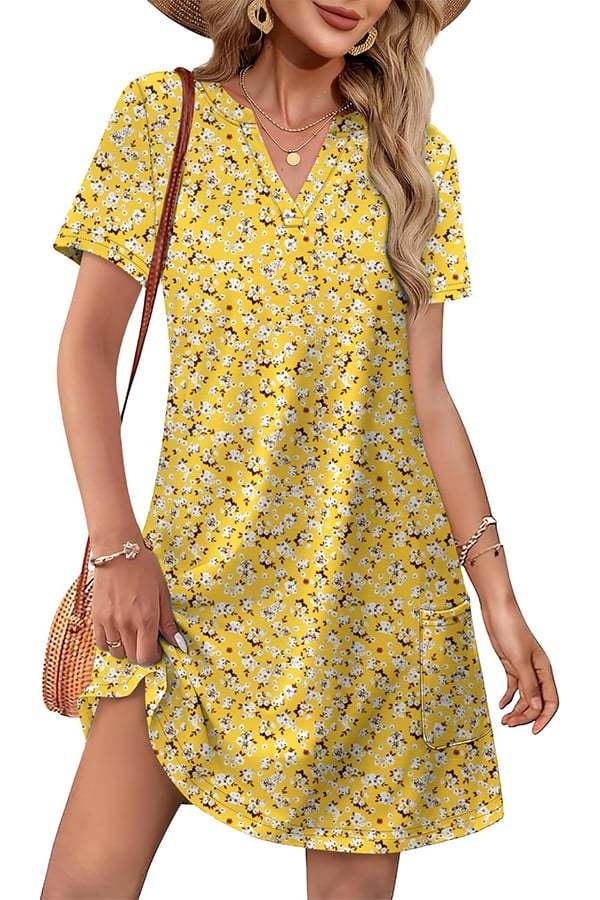 Women’s Casual V-Neck Hawaiian Midi Dress