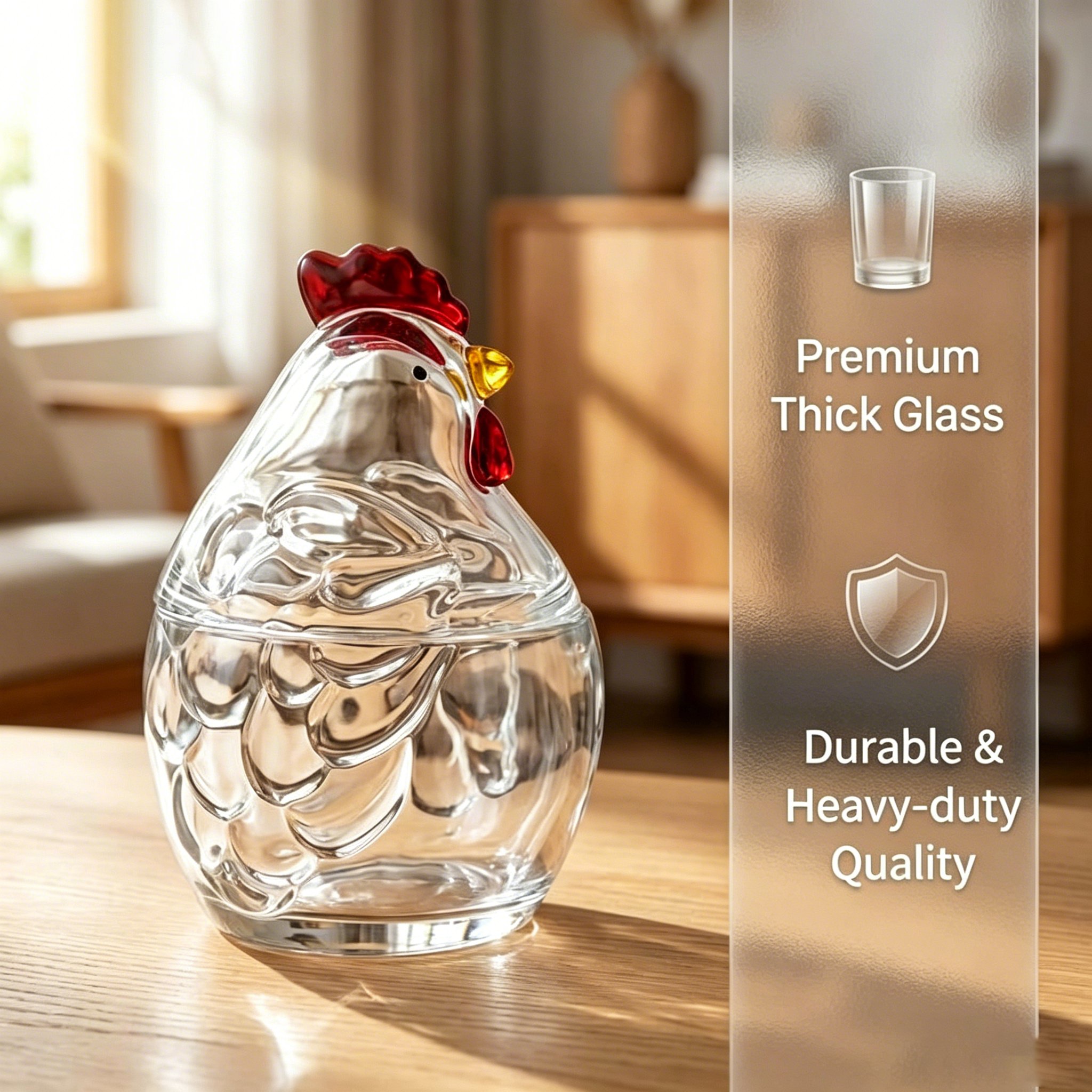 🐓 Hand-Painted Rooster Glass Storage Jar