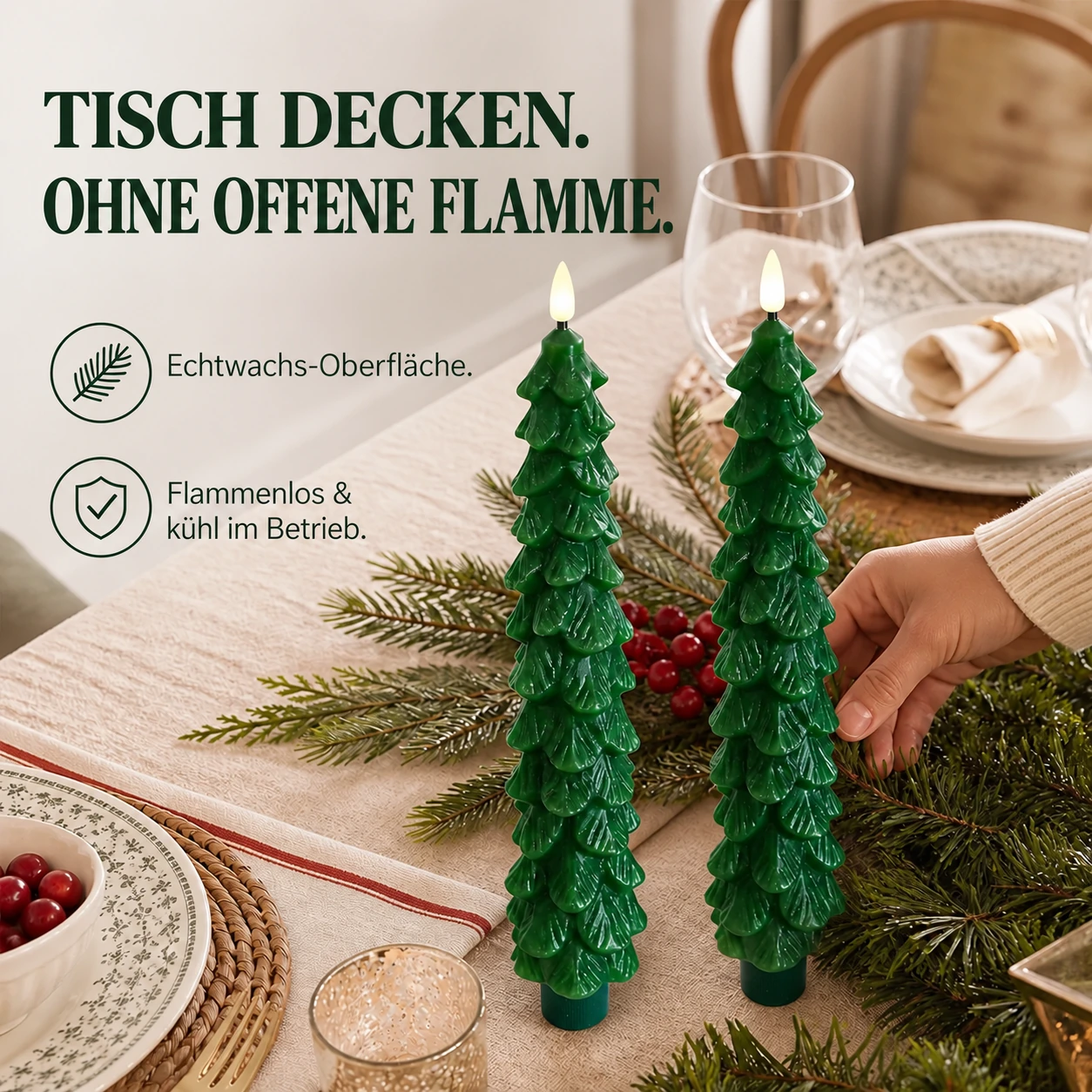 Ferngesteuerte Weihnachtsbaumkerzen aus Echtwachs – 2-teiliges Set