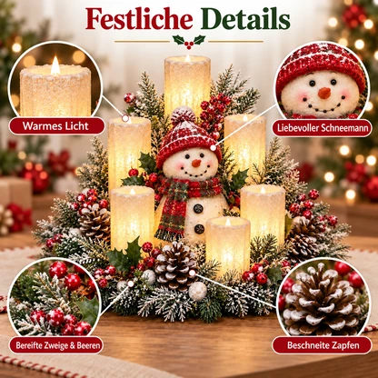 Weihnachtliches Tischgesteck mit flammenlosen Kerzen | Wählen Sie Ihren Stil