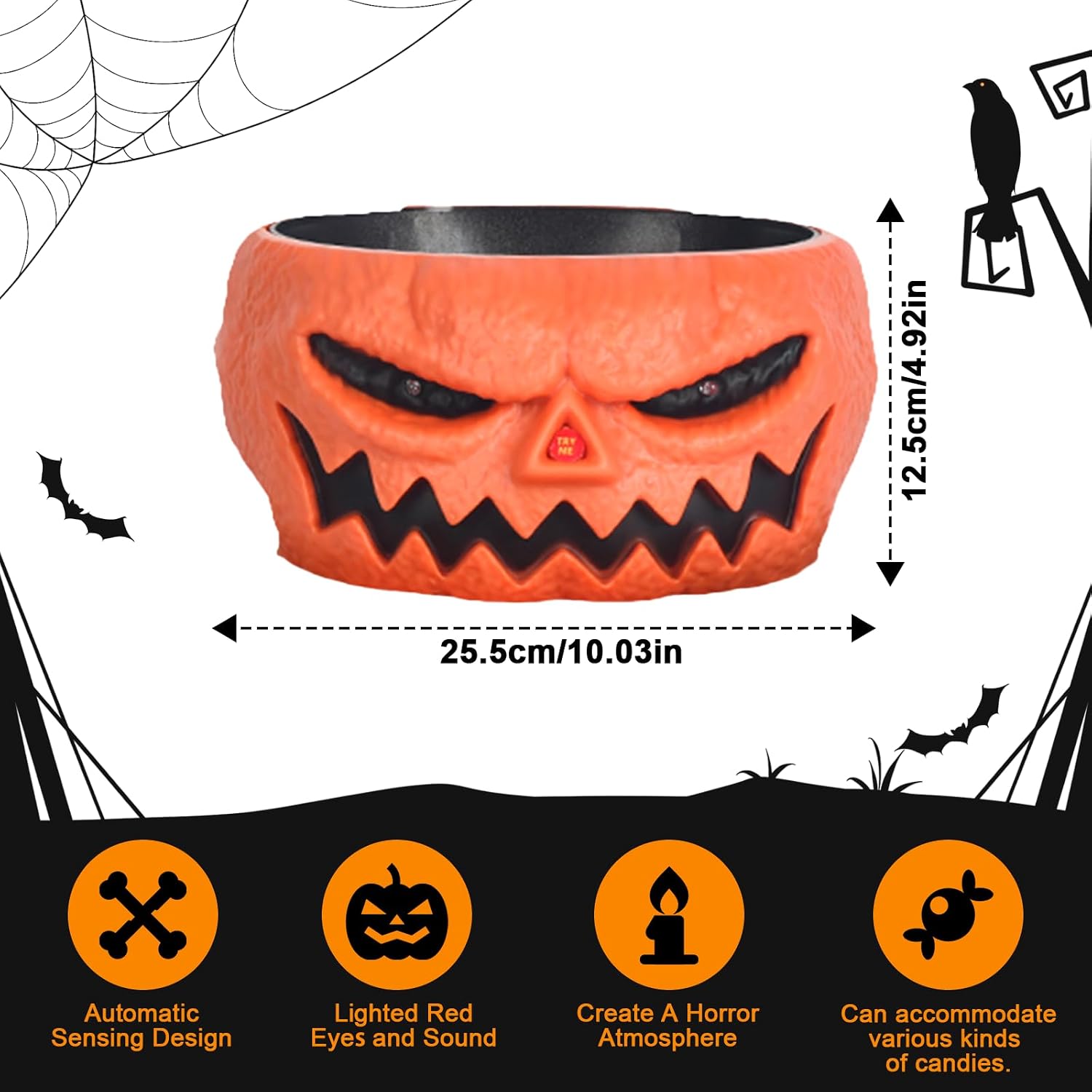 Animated Skeleton Hand Halloween Candy Bowl with Lights & Sound - 7