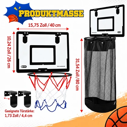 Weihnachtlicher Wäschekorb mit Basketballkorb zum Einhängen über der Tür