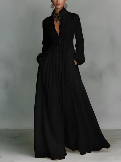 Elegant Linen Blend Maxi Dress with Pockets(Buy 2 Free Shipping)