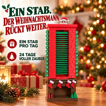 24-Tage-Weihnachts-Countdown-Kalender mit Weihnachtsmann im Kamin