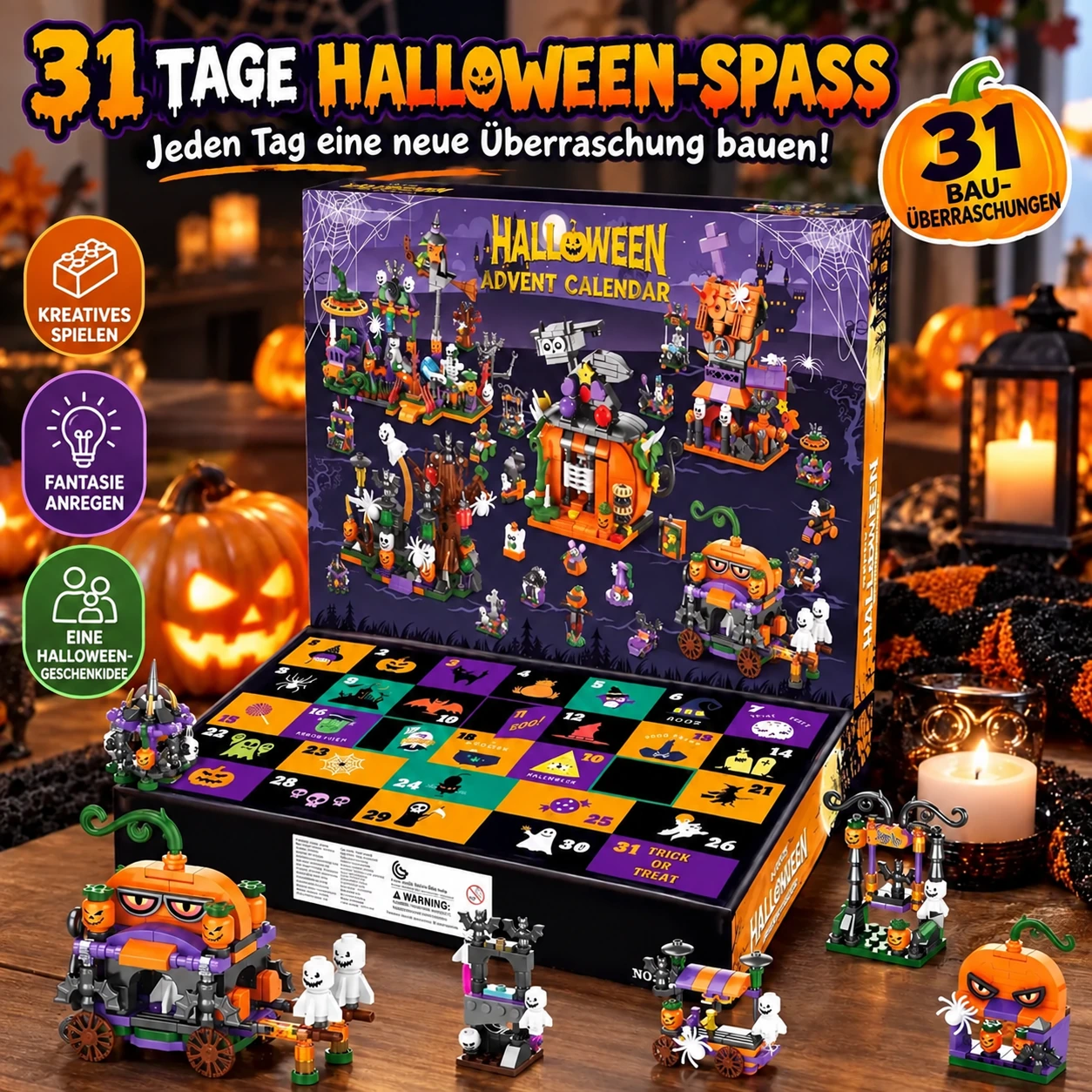 31-Tage-Halloween-Adventskalender mit Bausteinen