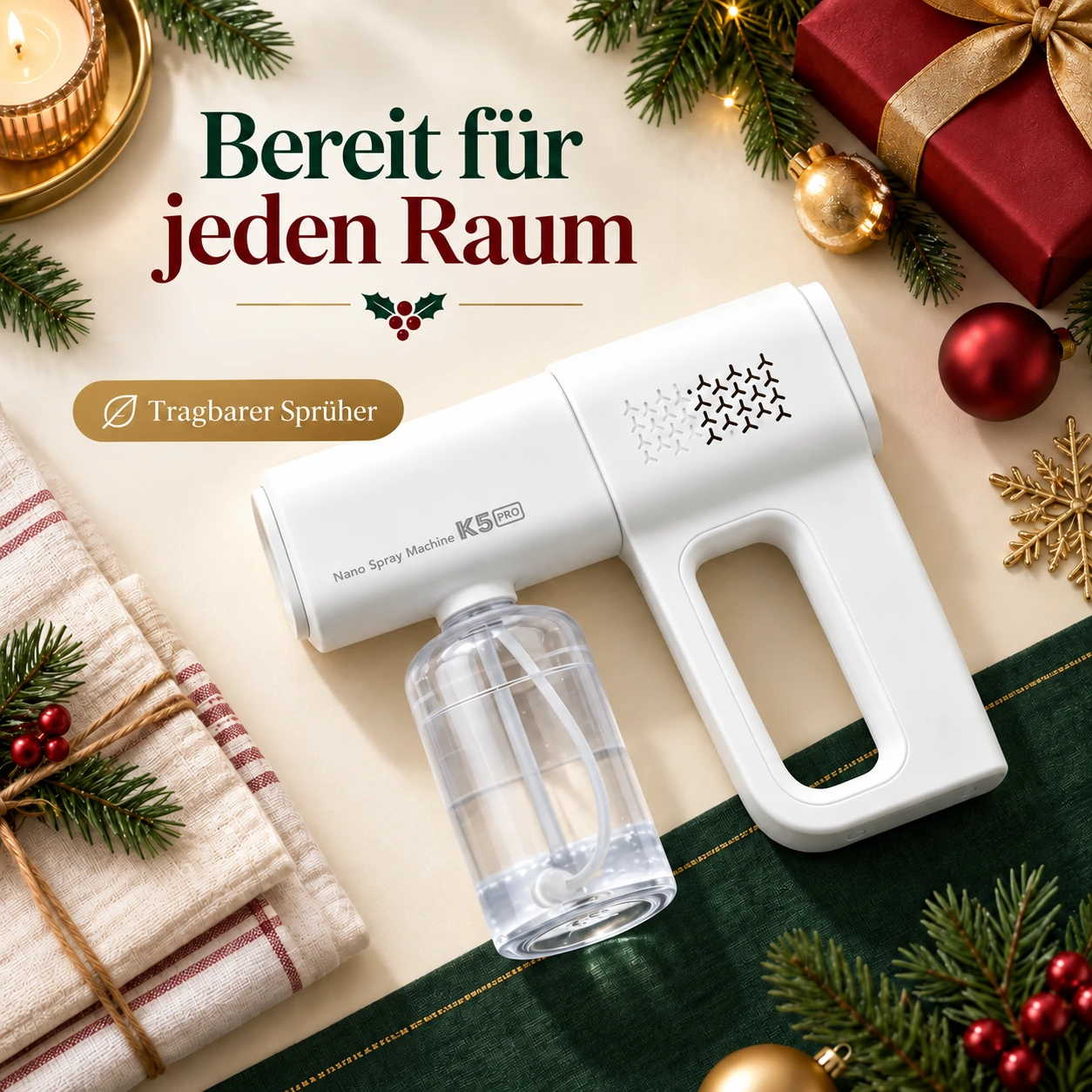 K5 Pro tragbares Nano-Nebelsprühgerät | Vorbereitung des Zuhauses für die Festtage