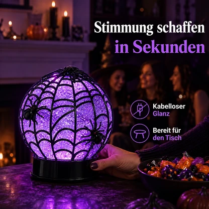 Halloween-Kugelleuchte mit wirbelndem Glitzer und Geistern oder Spinnen