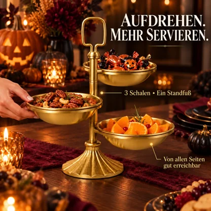 Vintage-Servierständer mit 3 schwenkbaren Schalen in Messingoptik