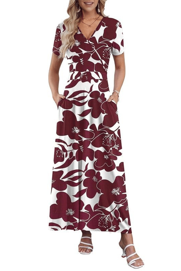 V-Neck Maxi Dress — Elegant, Waist-Defining, Comfortable, and Casual Summer Long Dress