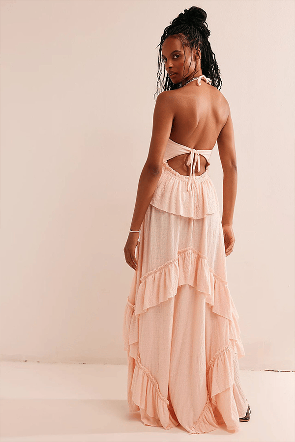 Women's Leaf-Print Backless Maxi Dress（Buy 2 Free Shipping）