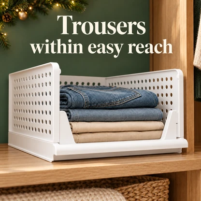 Stackable Open-Front Clothing Storage Baskets