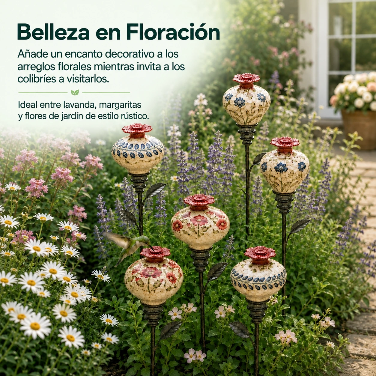 Bebedero de cerámica como decoración de jardín