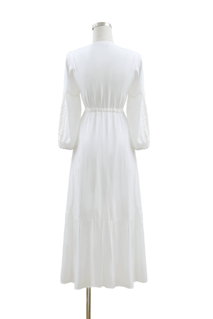 Women’s Retro Embroidered V-Neck Vacation Maxi Dress
