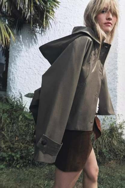 Women’s Cropped Hooded Trench Jacket (Buy 2 Free Shipping)