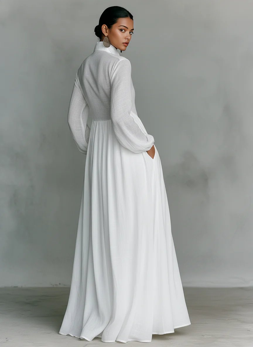 Elegant Linen Blend Maxi Dress with Pockets(Buy 2 Free Shipping)
