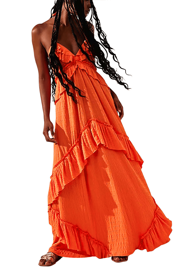 Women's Leaf-Print Backless Maxi Dress（Buy 2 Free Shipping）