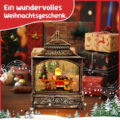 Musikalische Weihnachtslaterne mit wirbelndem Schnee