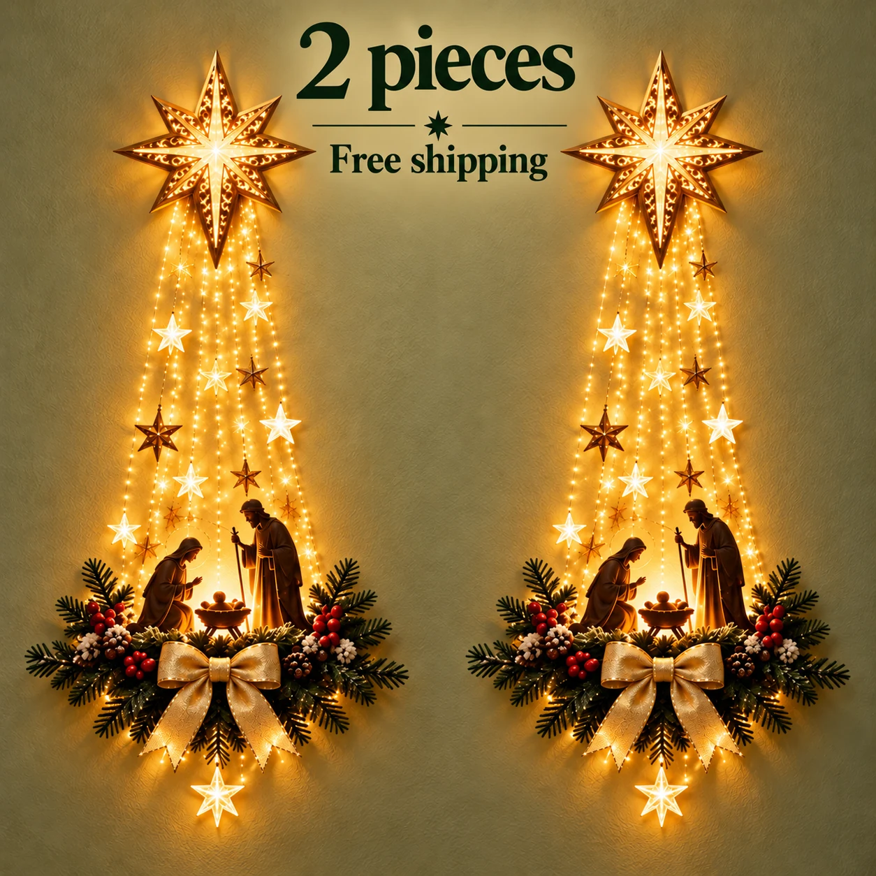 Lighted Nativity &amp; Star Wall Decoration