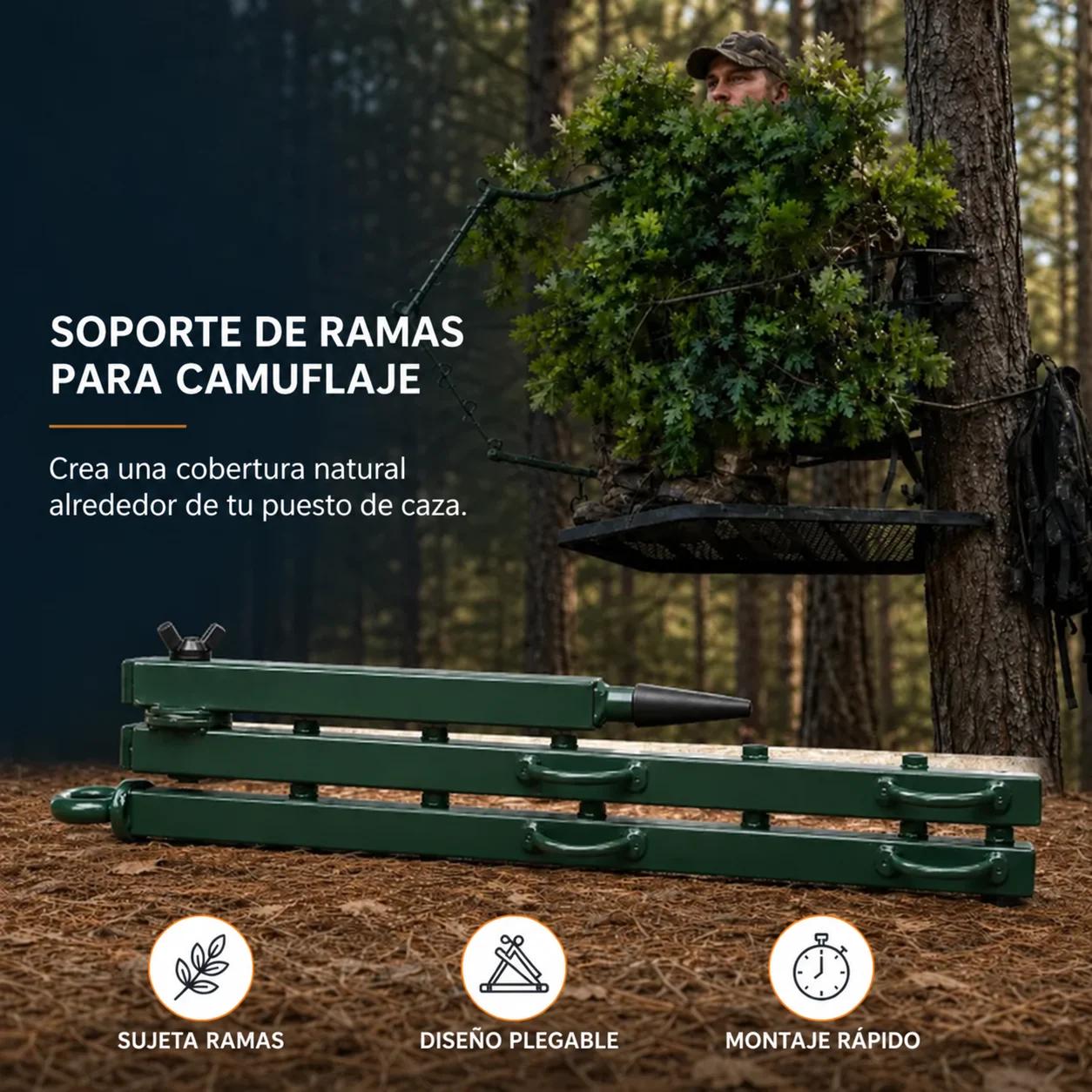 Soporte para ramas de camuflaje de caza