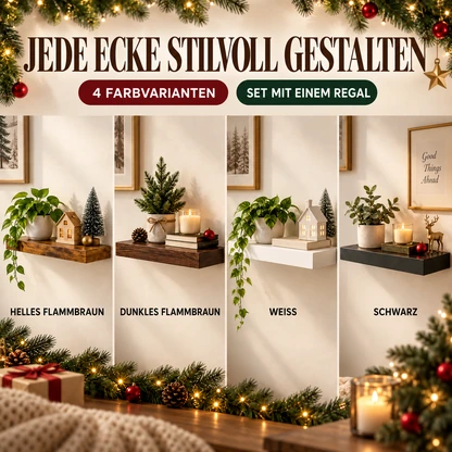 Schwebendes Holzregal für Festtagsdeko – verdeckte Wandhalterung, 15,75 Zoll