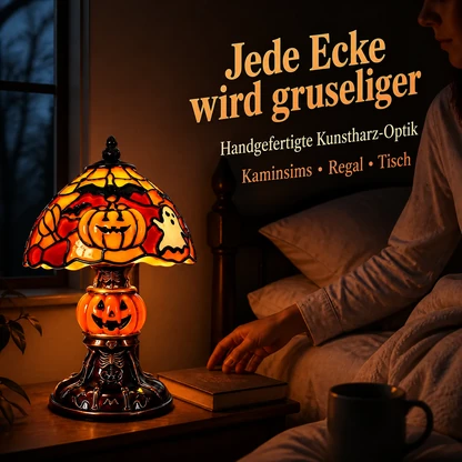 Halloween-Tischlampe im Buntglasstil mit gemütlichem Licht