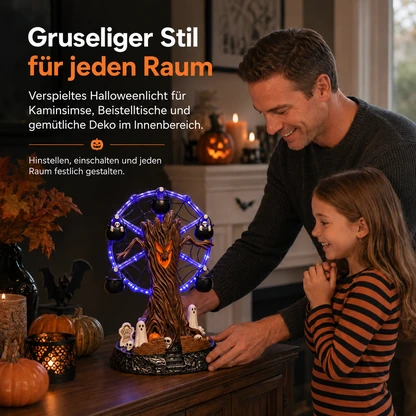 Animierte Halloween-Tischdekoration mit Spukbaum und Riesenrad
