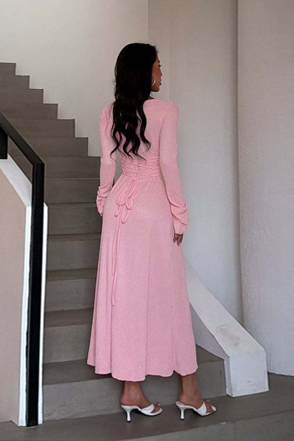Elegant Square Neck Long Sleeve Maxi Dress for Women