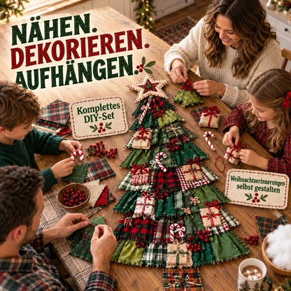 Bastelset für einen übergroßen Patchwork-Weihnachtsbaum-Türhänger
