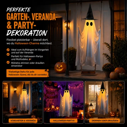 👻Hängender schaukelnder Geist mit LED-Licht als Halloween-Dekoration