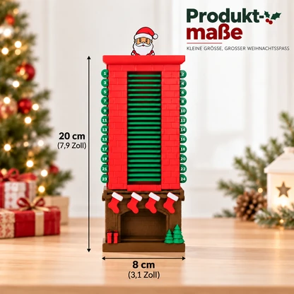 24-Tage-Weihnachts-Countdown-Kalender mit Weihnachtsmann im Kamin
