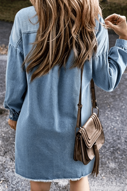 Women's Distressed Denim Shirt Dress（Buy 2 Free Shipping）