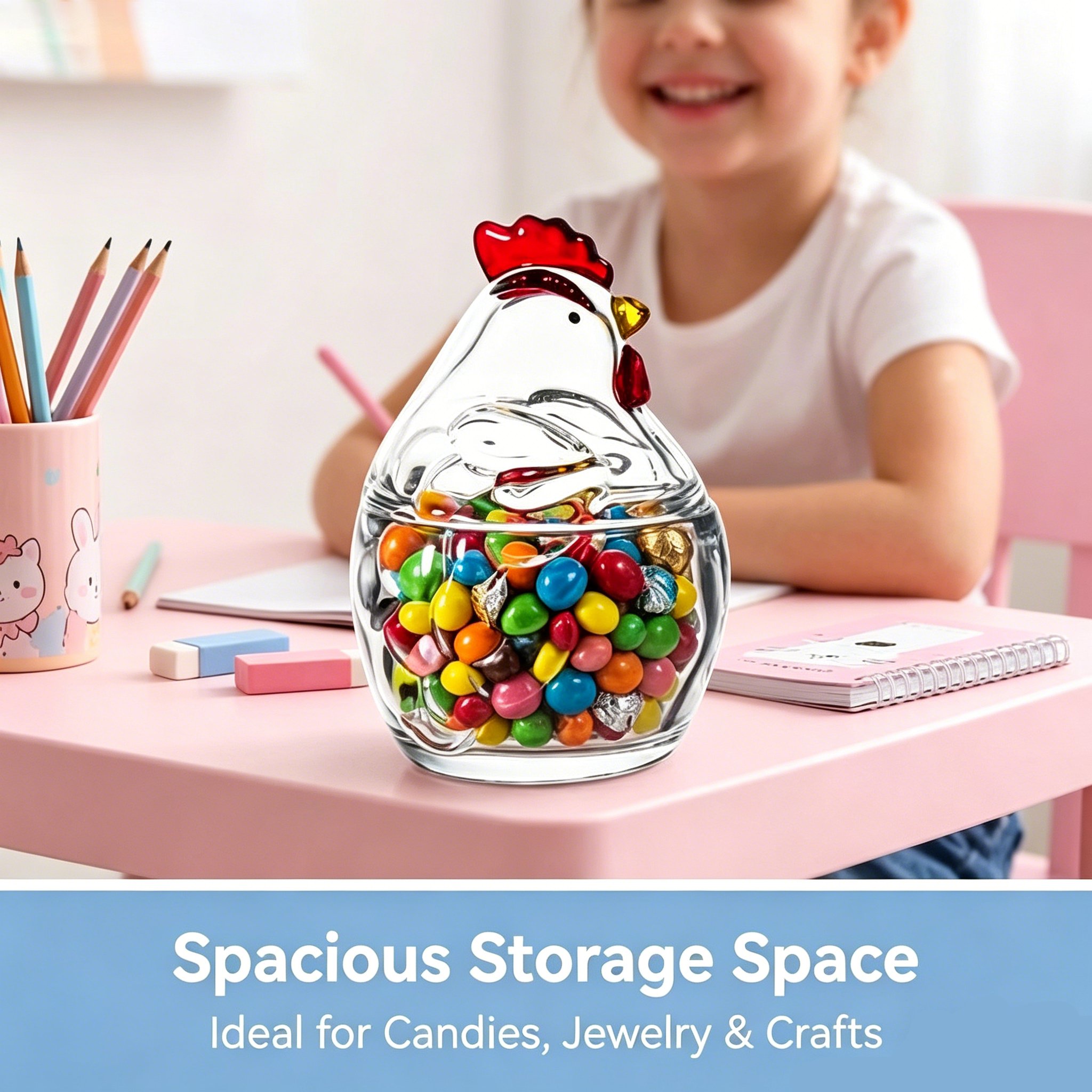 🐓 Hand-Painted Rooster Glass Storage Jar