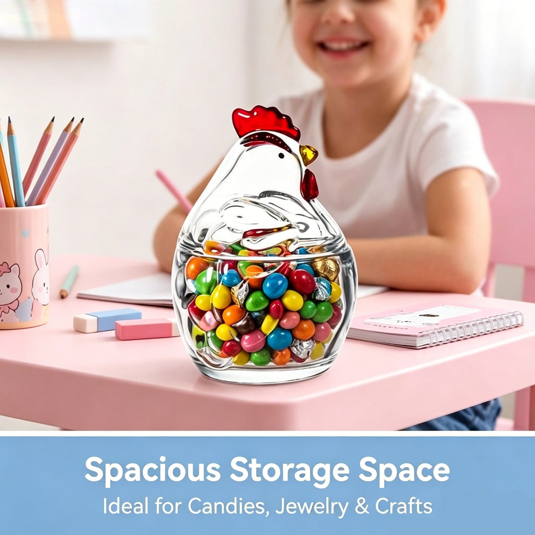 🐓 Hand-Painted Rooster Glass Storage Jar