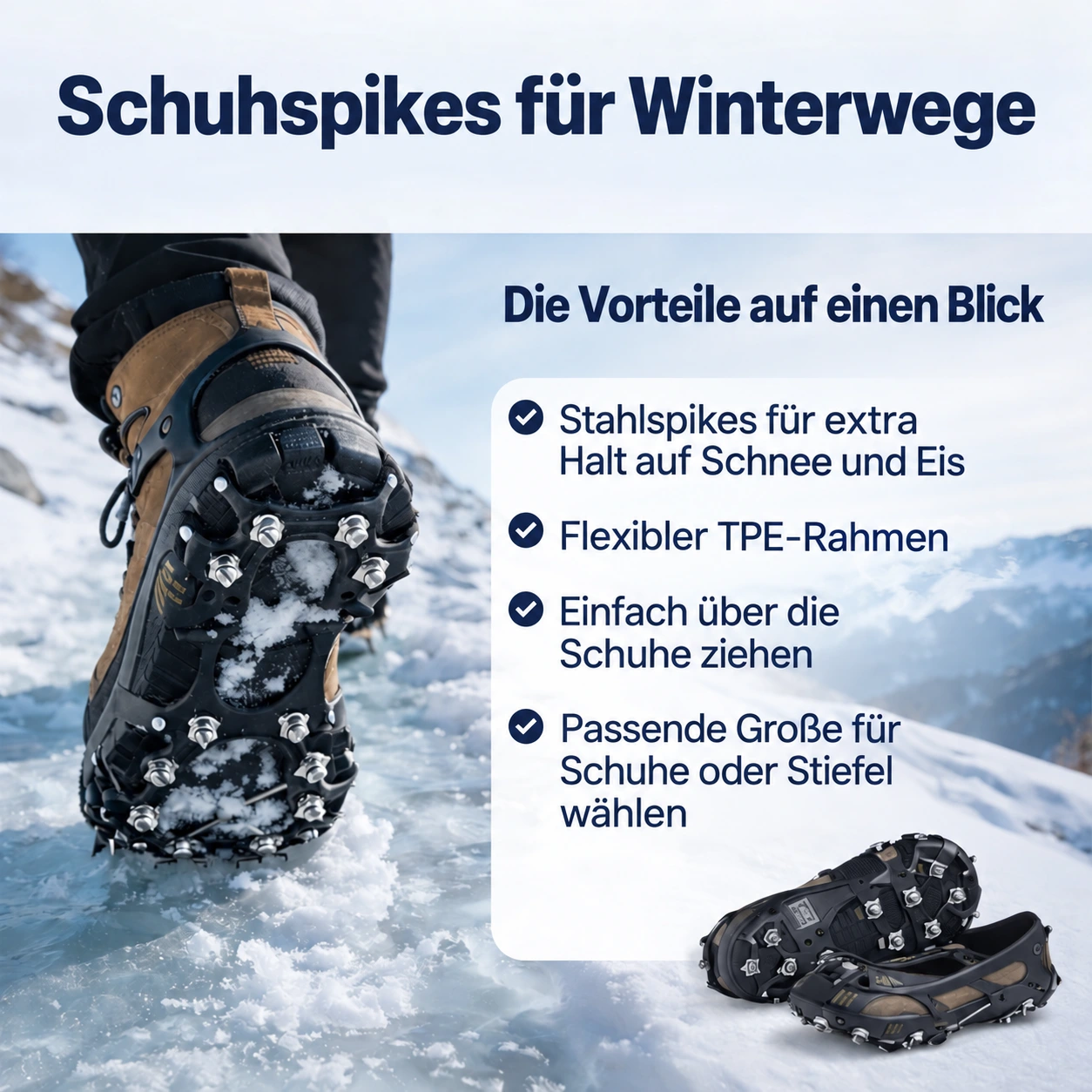 Stahlstifte für verschneite Wege