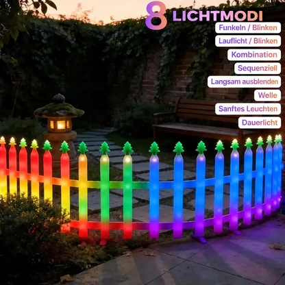 Bunte Weihnachts-Zaunbeleuchtung mit Niederspannungs-Netzanschluss – 5-teiliges Set