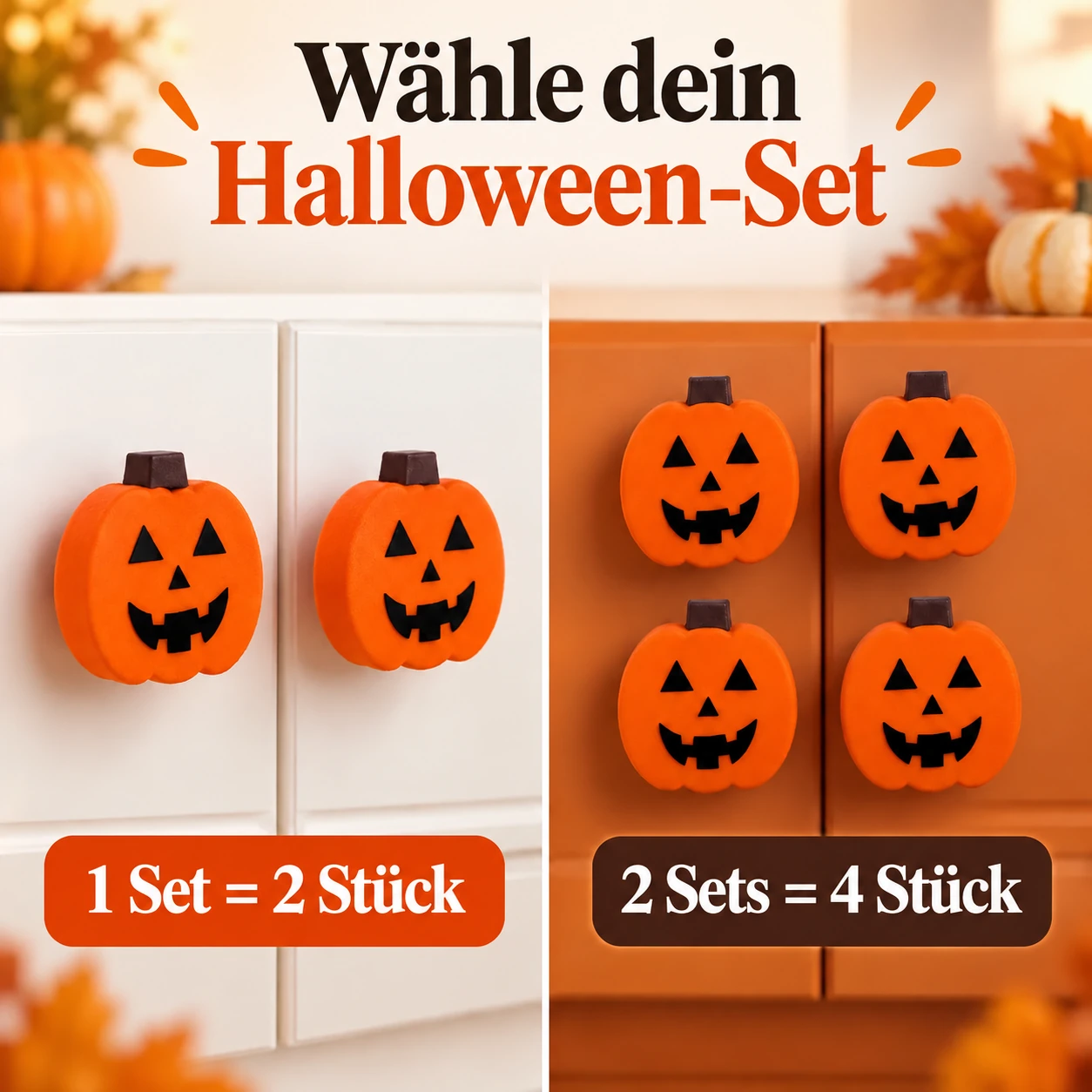 Halloween-Kürbisabdeckungen für Knäufe – 2-teiliges Set
