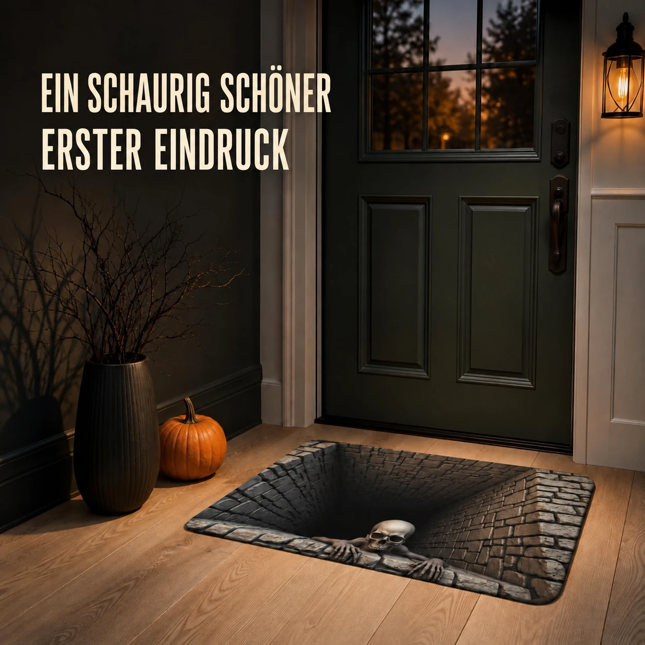 Halloween-Fußmatte mit Skelettgruben-Illusion – 3D-Überraschung am Eingang
