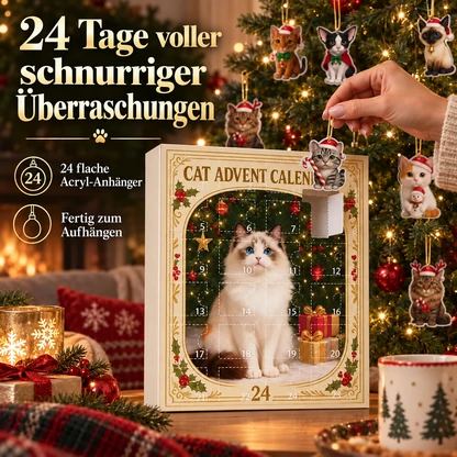24-Tage-Weihnachts-Adventskalender mit Katzen und Hunden und Acrylanhängern