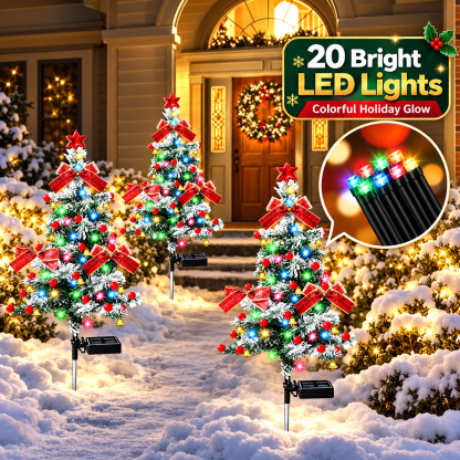 Solar Snowy Christmas Tree Stake Light with Colorful LEDs