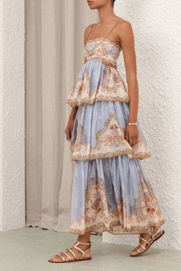 Women's Printed Tiered Swing Maxi Dress（Buy 2 Free Shipping）