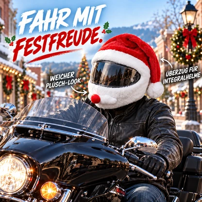 Festliche Plüschbezüge für Motorradhelme – Weihnachtsmann und Kürbis