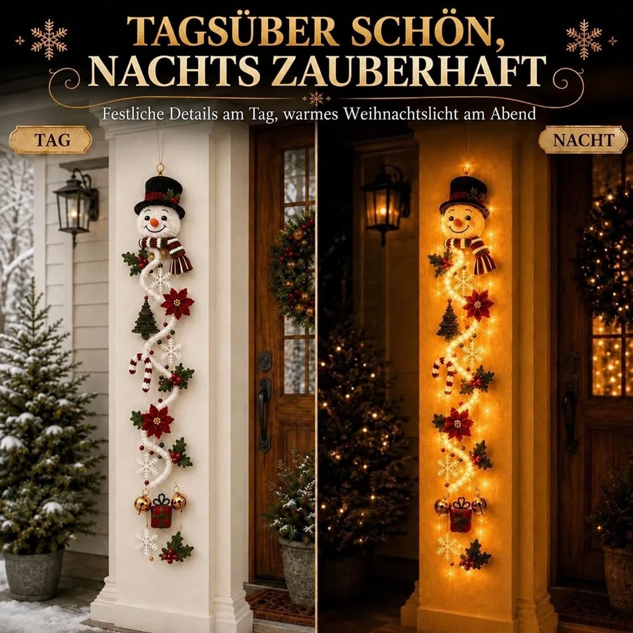 Leuchtender Weihnachts-Türhänger – beleuchtete vertikale Weihnachtsdekoration