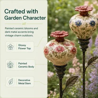 🐦 Hand-Painted Ceramic Hummingbird Feeder Garden Stake 🔥